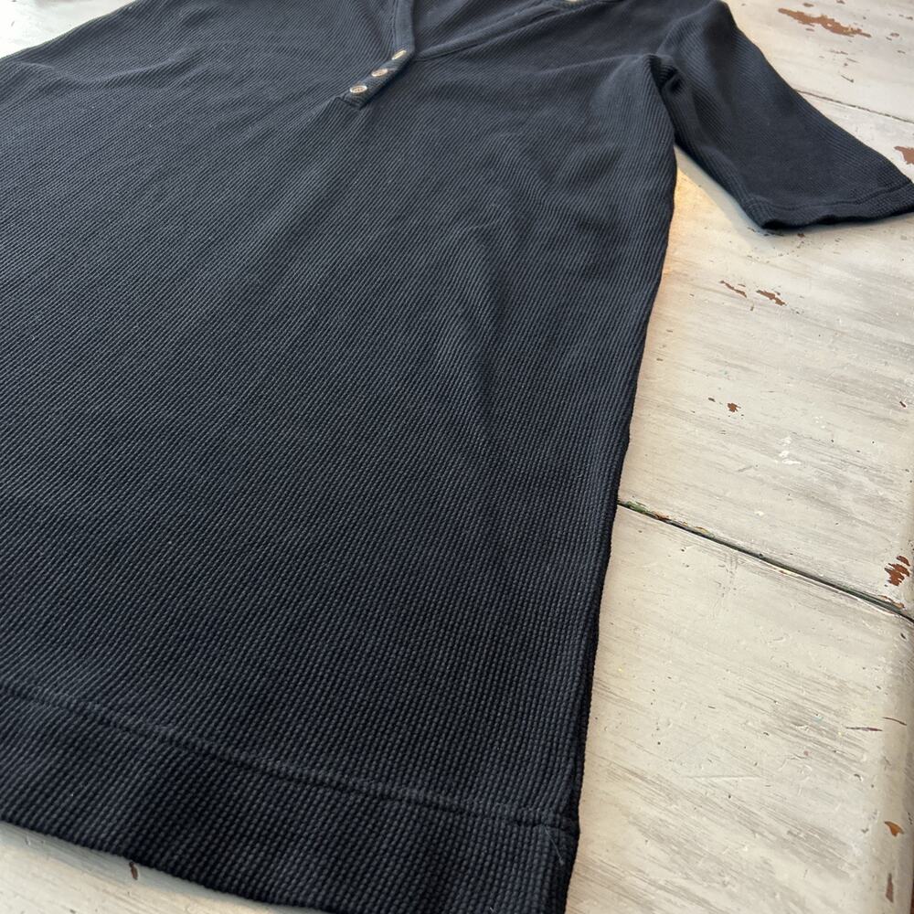 Natural Life Black Easy Street Mini Dress Size M Henley Waffle Knit Minimalist - Picture 2 of 7